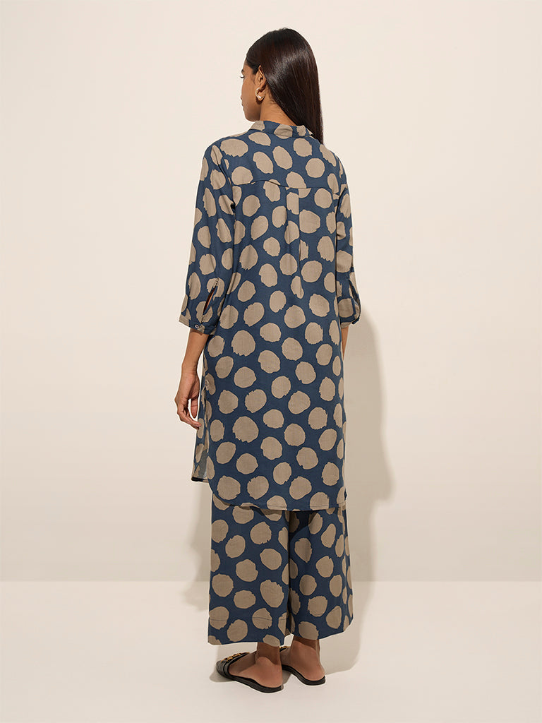 Utsa Indigo Printed Straight Kurta