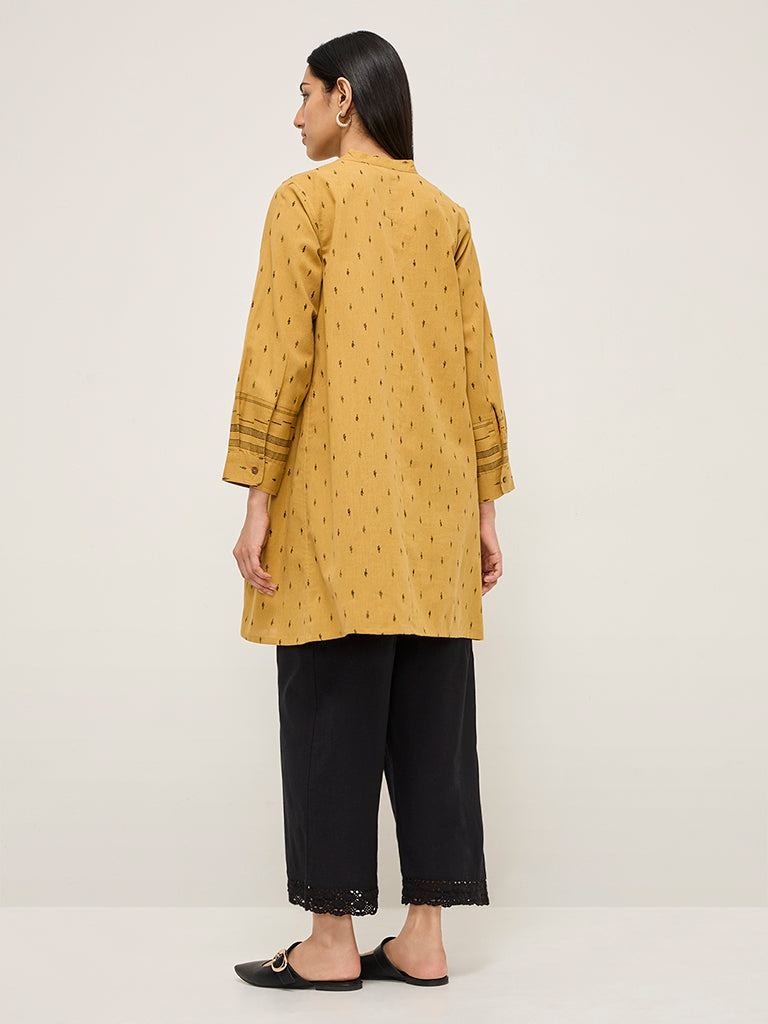 Utsa Mustard Printed Cotton Blend A-Line Kurta