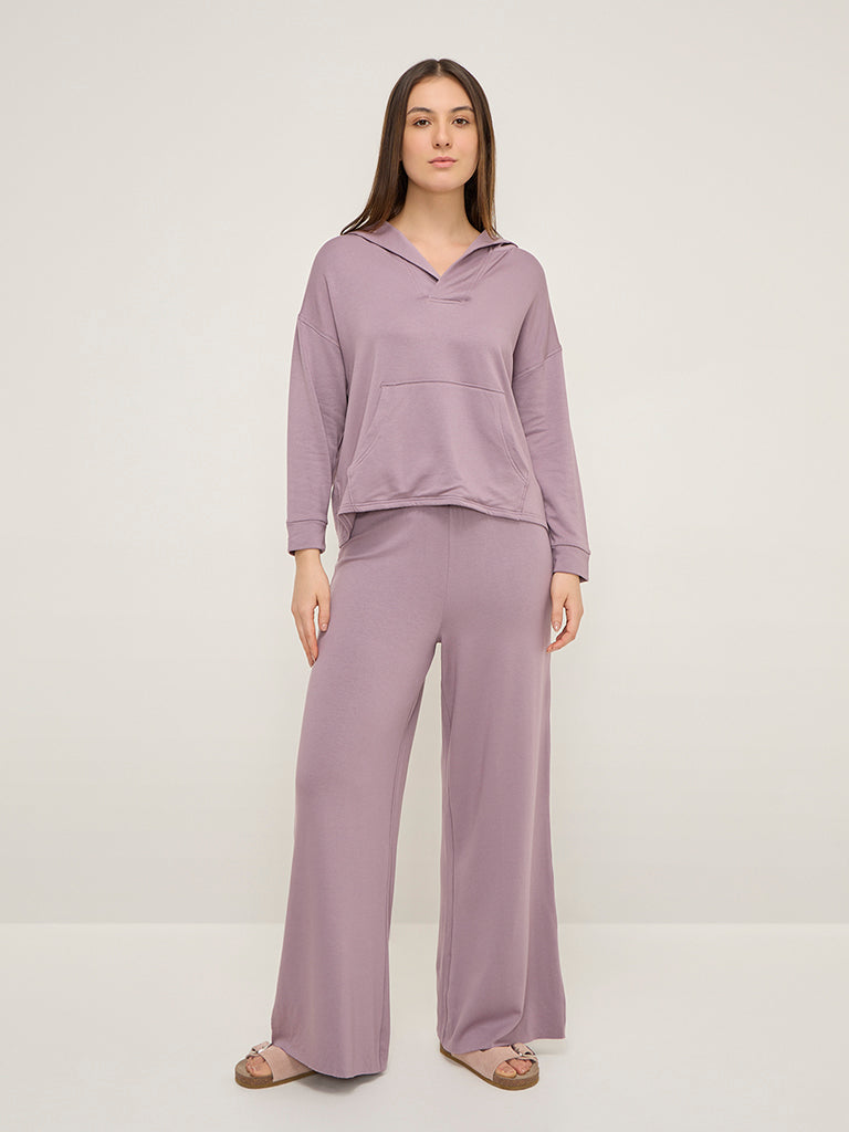 Wunderlove Mauve Solid High-Rise Lounge Pants