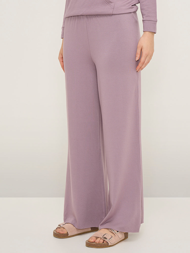 Wunderlove Mauve Solid High-Rise Lounge Pants