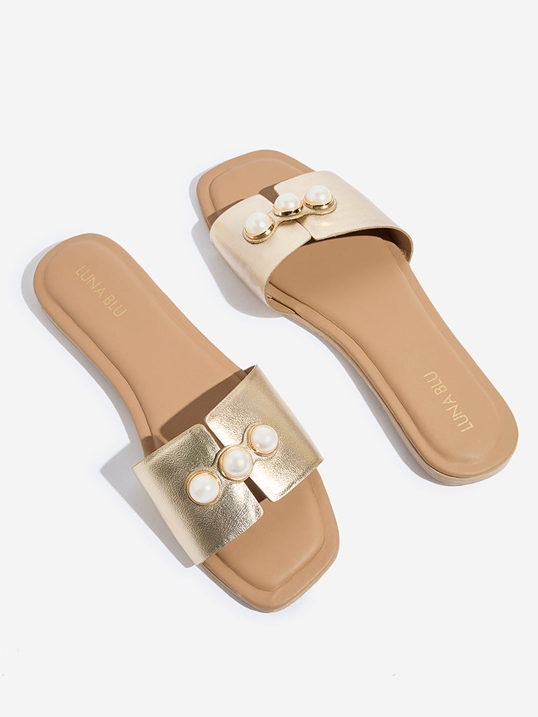 LUNA BLU Gold Pearlescent Slides