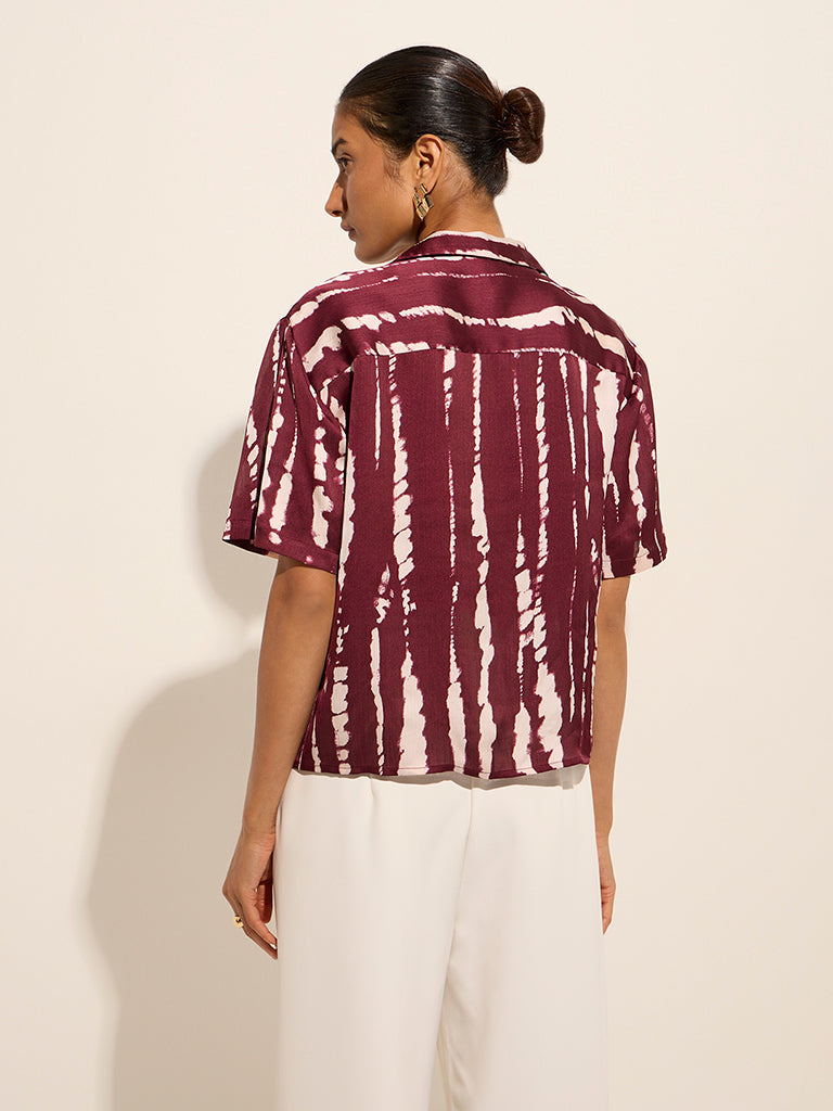 Wardrobe Wine Abstract Printed Shirt