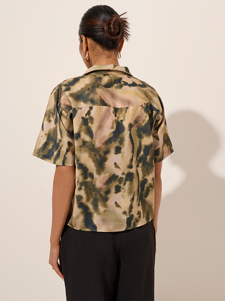 Wardrobe Olive Camo Printed Shirt