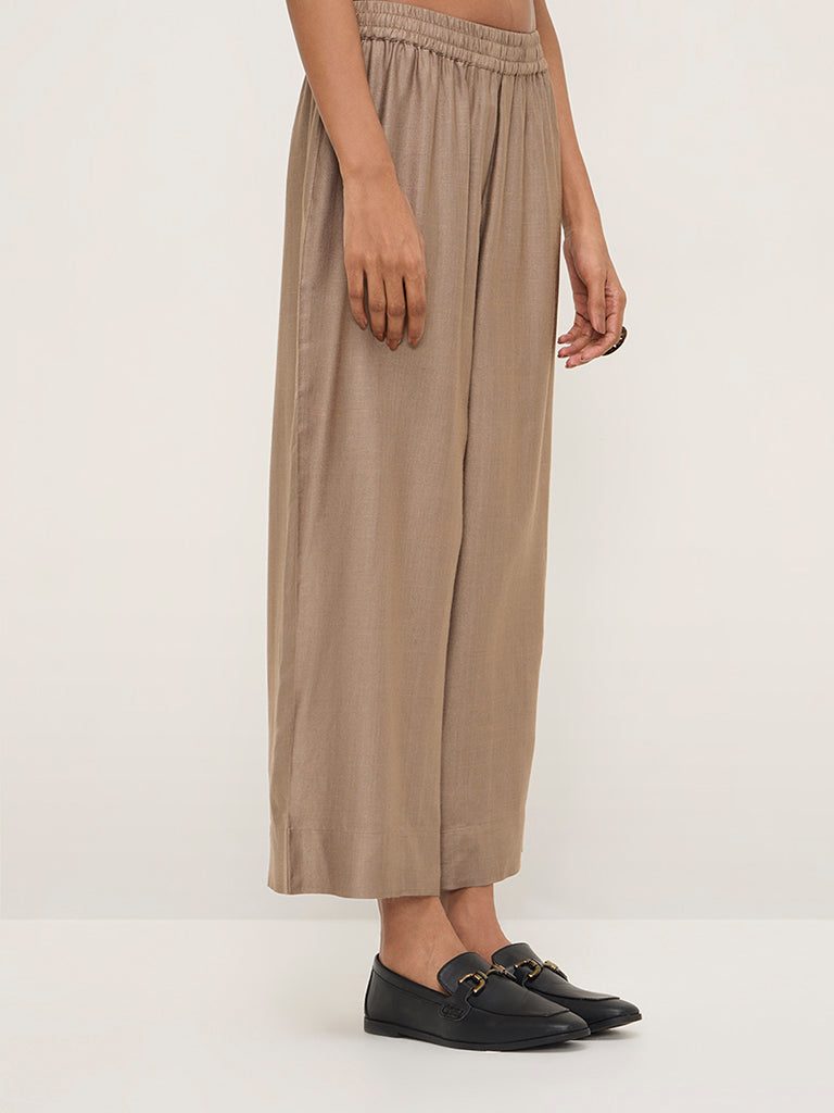 Zuba Light Taupe High-Rise Ethnic Pants