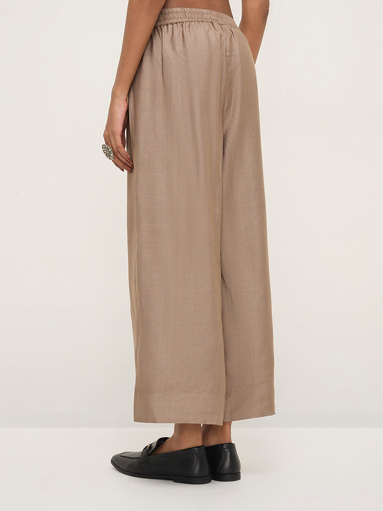 Zuba Light Taupe High-Rise Ethnic Pants