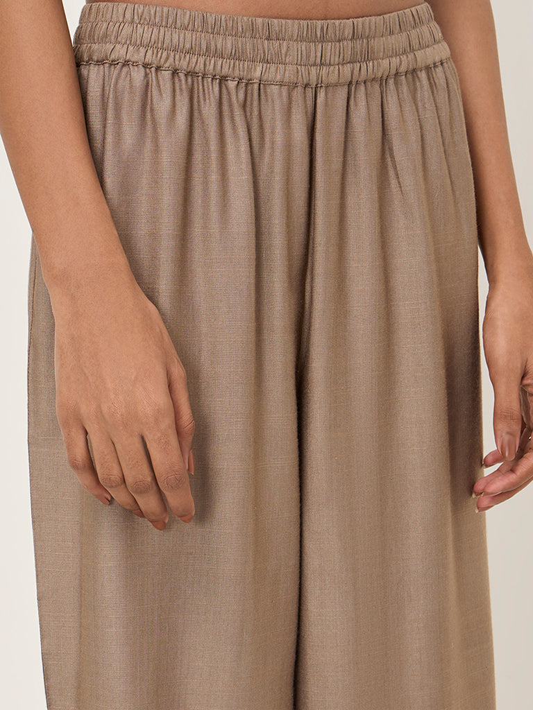 Zuba Light Taupe High-Rise Ethnic Pants