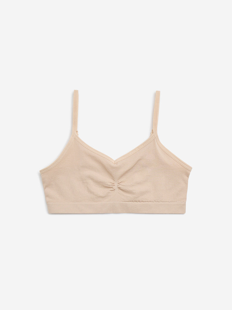 Y&F Kids Beige Cotton-Blend Crop Top