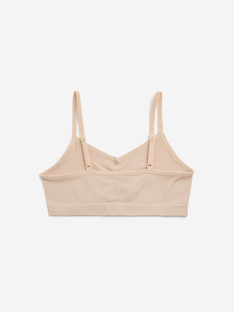 Y&F Kids Beige Cotton-Blend Crop Top