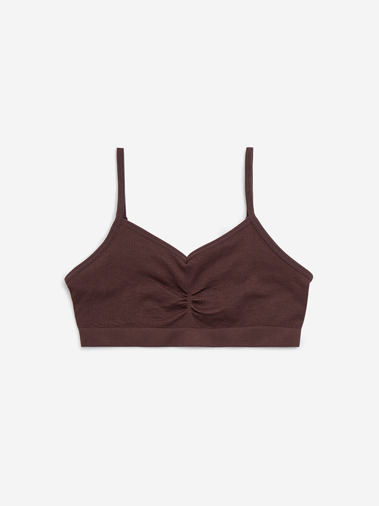 Y&F Kids Brown Cotton-Blend Crop Top