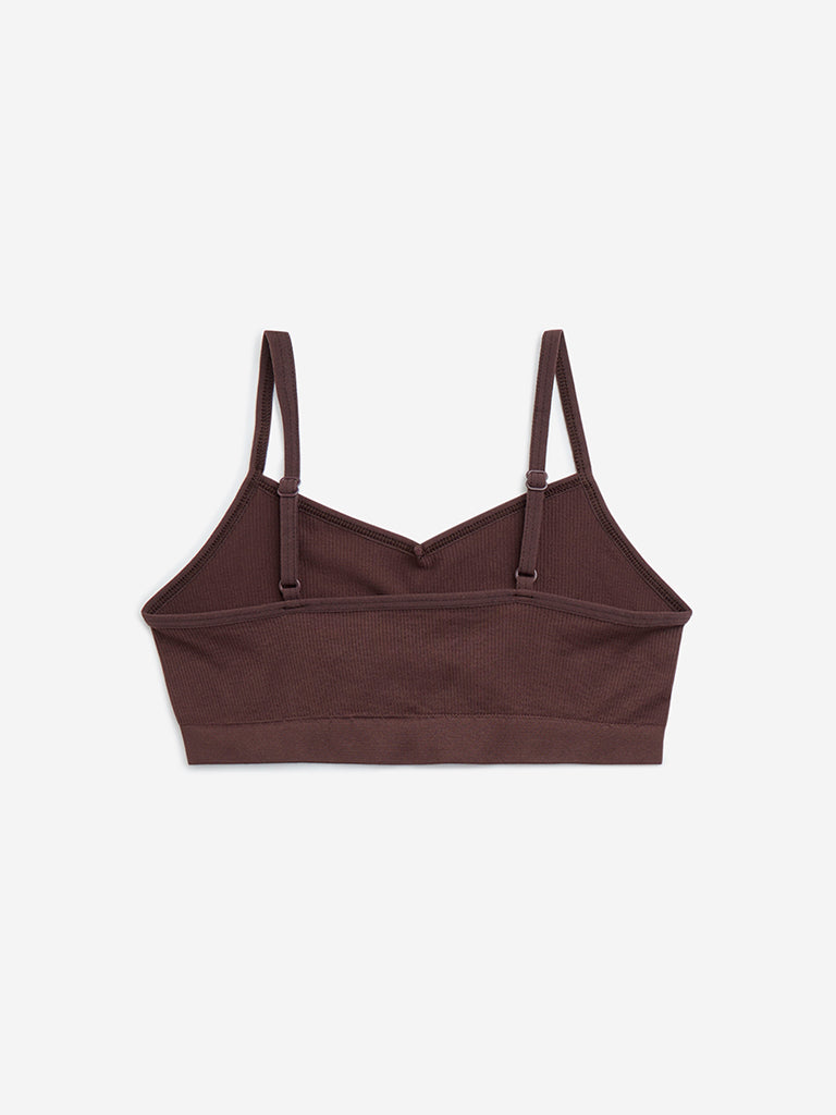 Y&F Kids Brown Cotton-Blend Crop Top