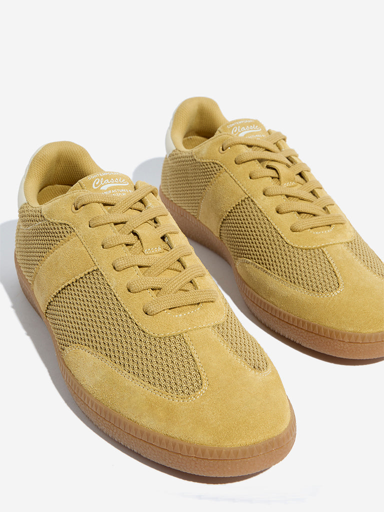 SOLEPLAY Yellow Faux-Suede Lace-Up Sneakers