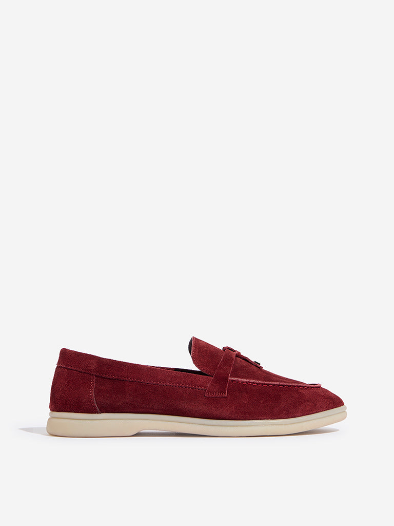 LUNA BLU Maroon Faux-Suede Loafers