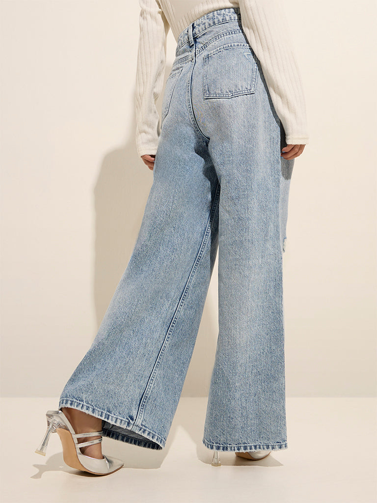 Nuon Blue Ripped High - Rise Jeans