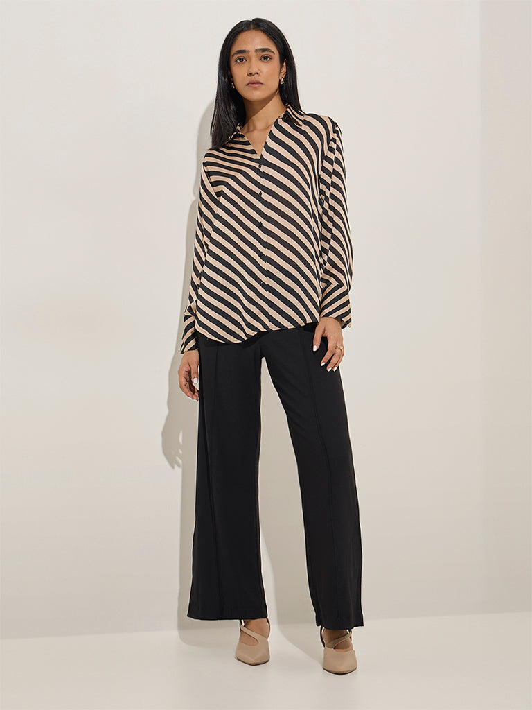 Wardrobe Black Solid High-Rise Trousers