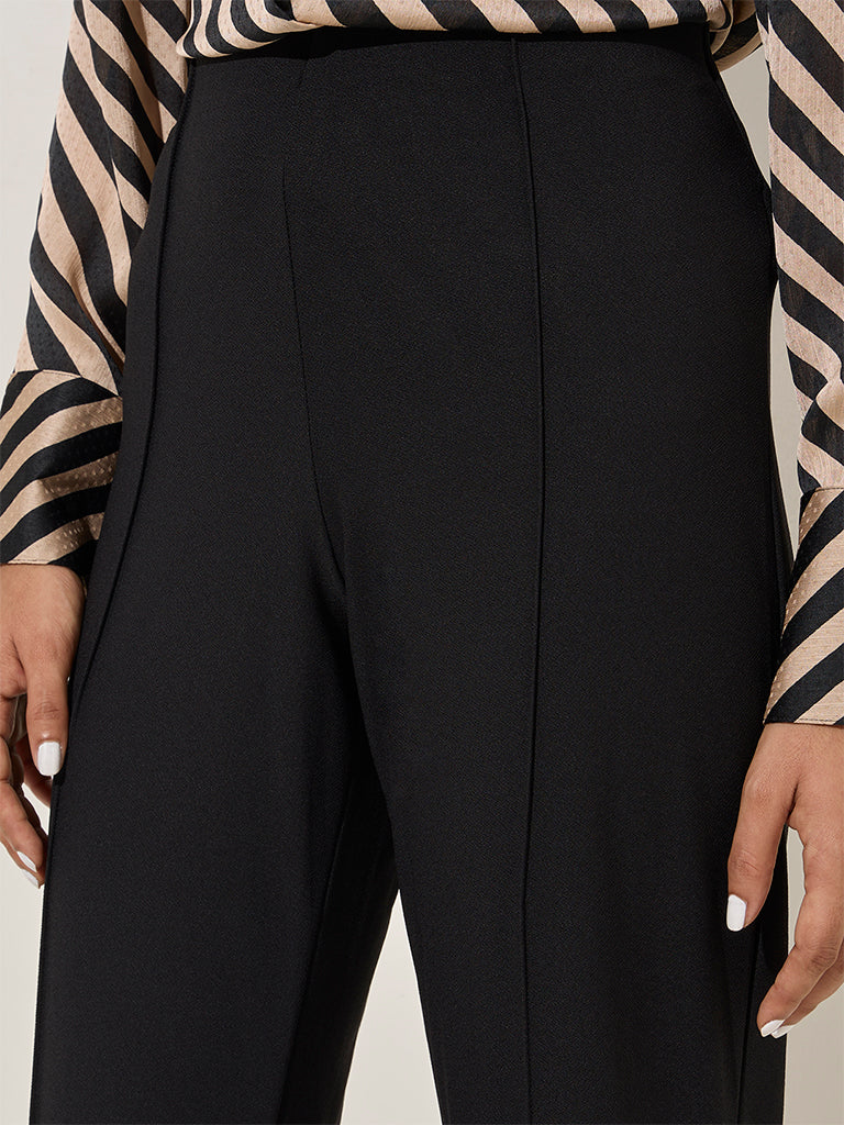 Wardrobe Black Solid High-Rise Trousers