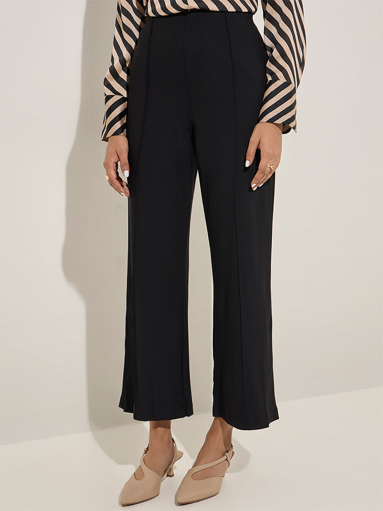 Wardrobe Black Solid High-Rise Trousers