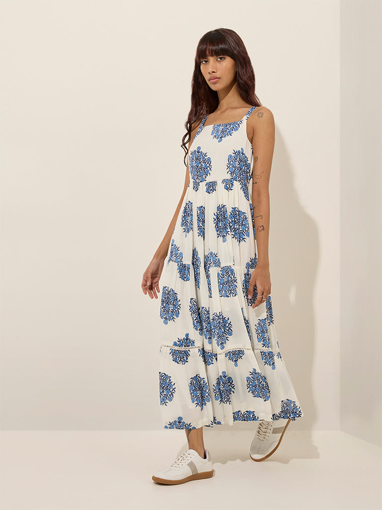 Bombay Paisley Off-White Floral Tiered Dress with Jacket