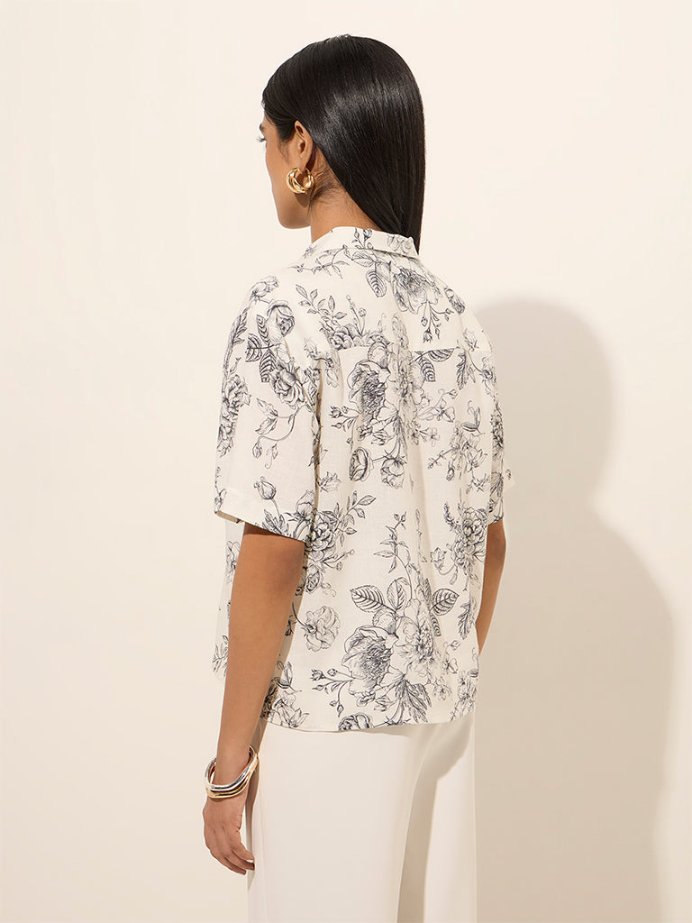 Wardrobe Off-White Floral Printed Shirt