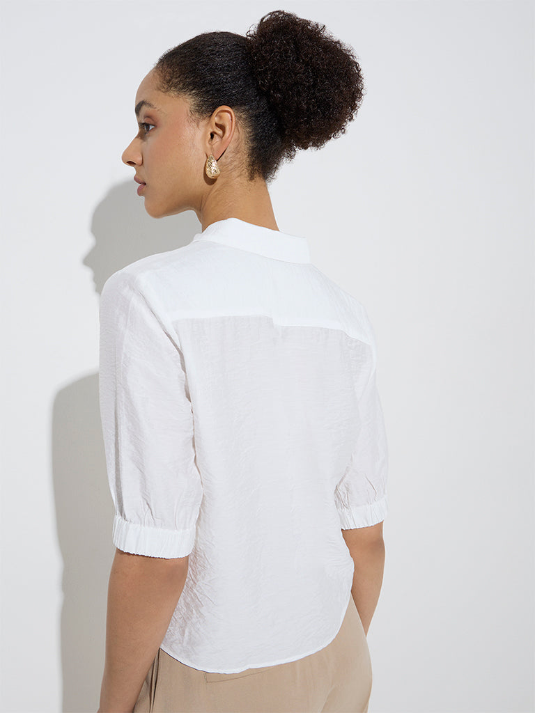 Wardrobe Ivory Crinkle Textured Shirt