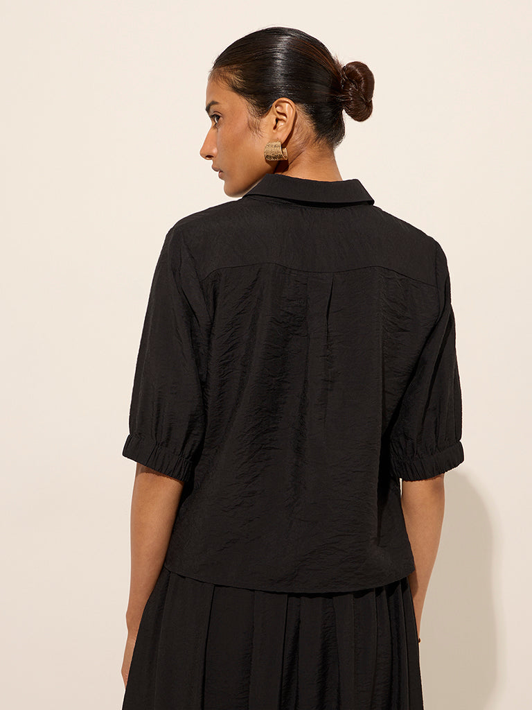 Wardrobe Black Crinkle Textured Shirt