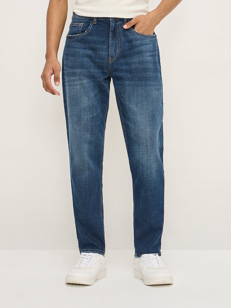 Nuon Dark Blue Washed Slim - Fit Mid - Rise Jeans