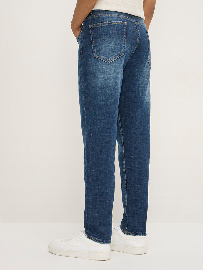 Nuon Dark Blue Washed Slim - Fit Mid - Rise Jeans