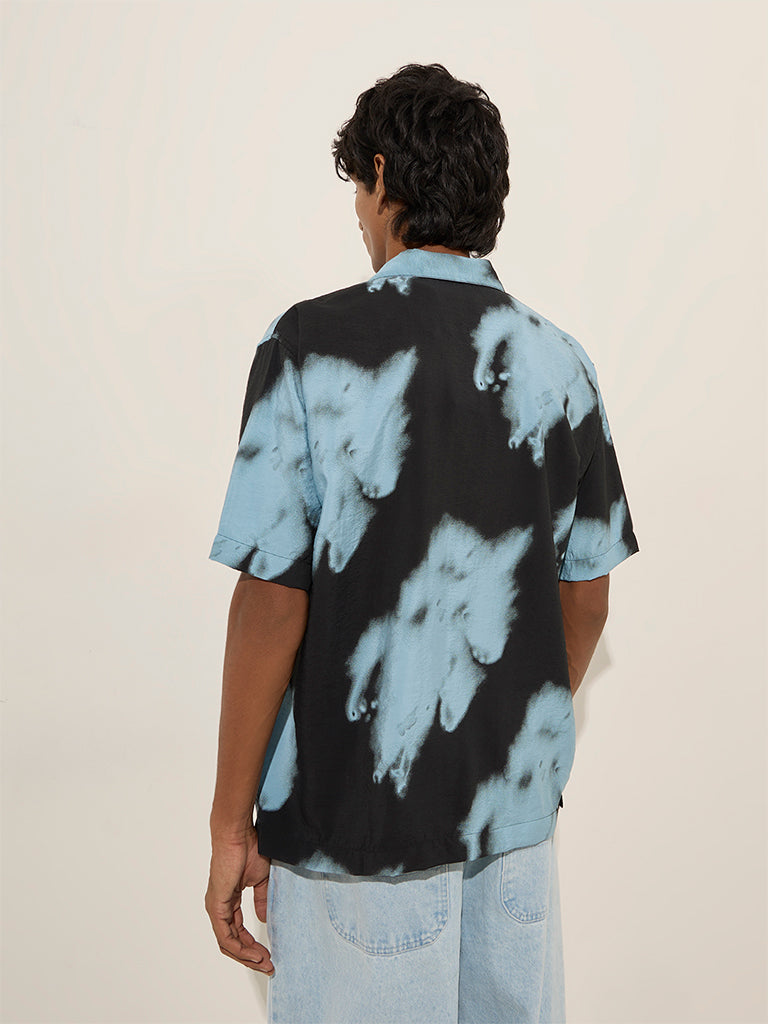 Nuon Blue Abstract Design Relaxed-Fit Shirt