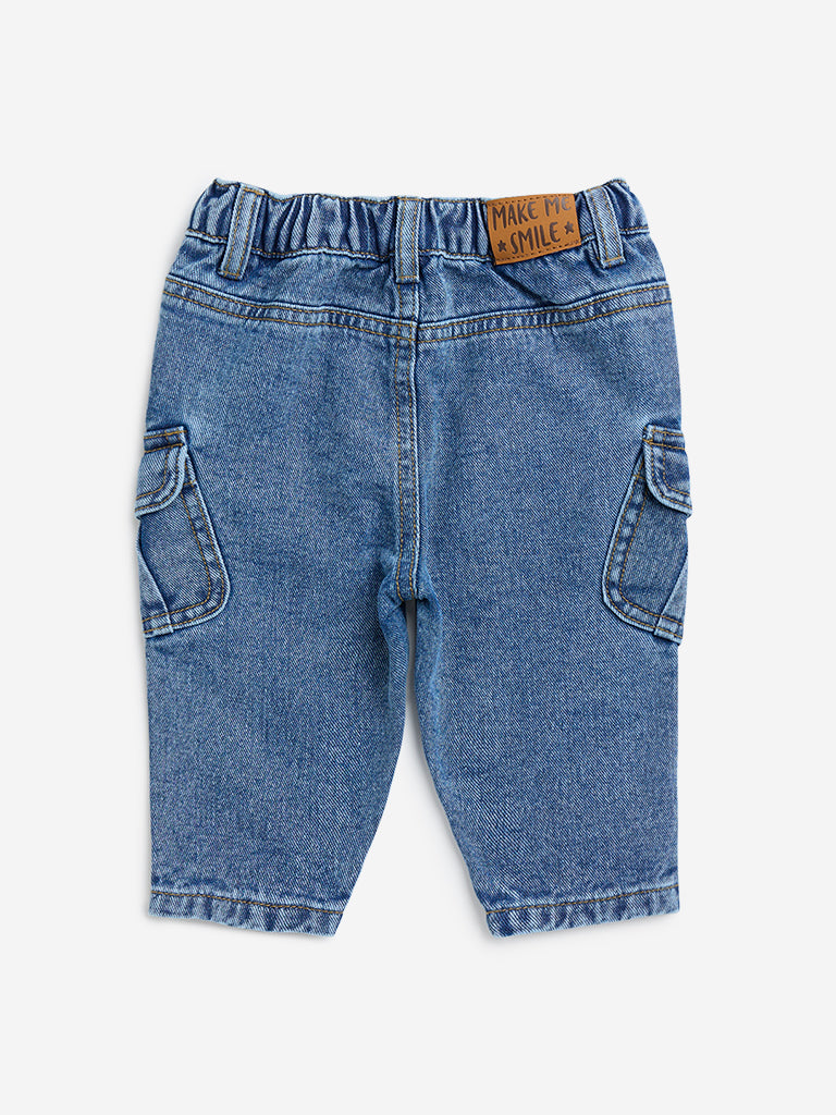 HOP Baby Blue Cargo-Style Mid-Rise Jeans