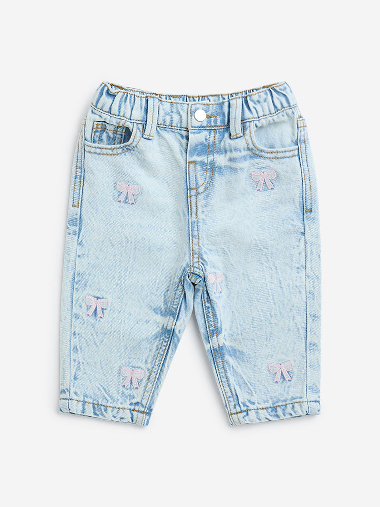 HOP Baby Light Blue Washed Relaxed - Fit Mid - Rise Jeans