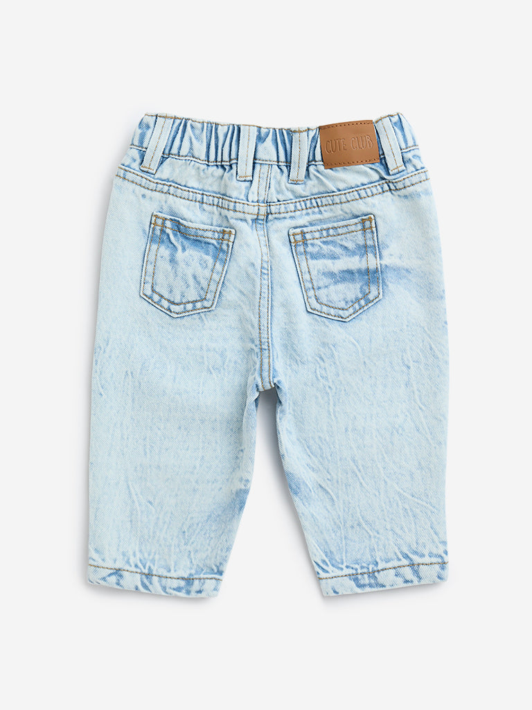 HOP Baby Light Blue Washed Relaxed - Fit Mid - Rise Jeans