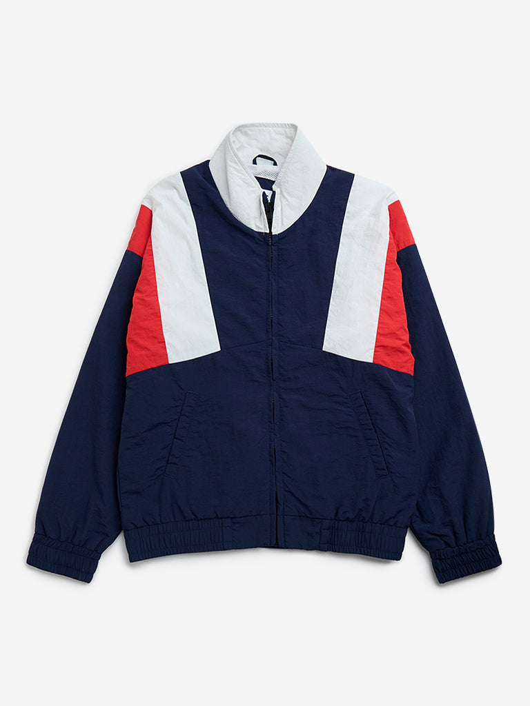 Y&F Kids Navy Colour-Blocked Jacket