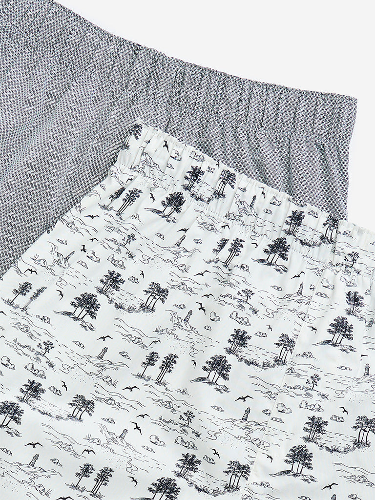 WES Lounge Grey Relaxed-Fit Cotton Boxers - Pack of 2