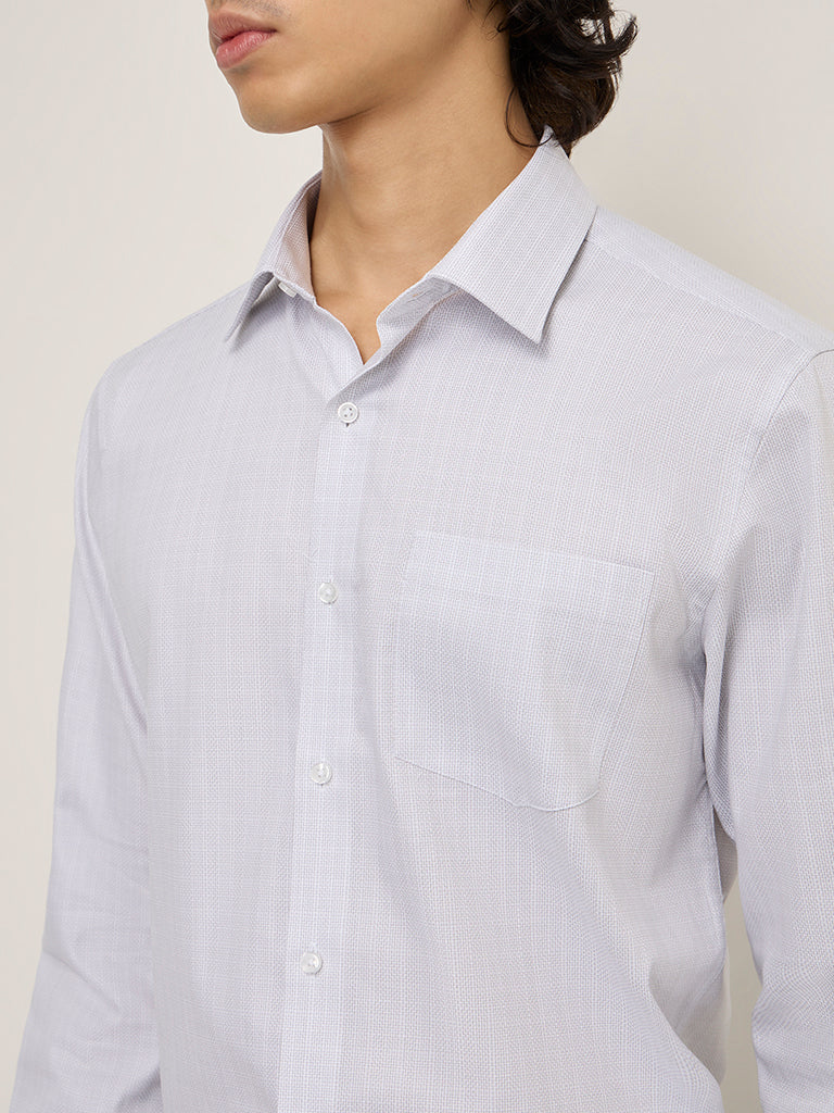 WES Formals Grey Slim-Fit Cotton Shirt