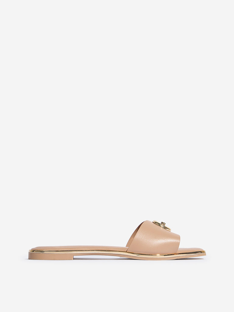 LUNA BLU Peach Metal-Detailed Slides