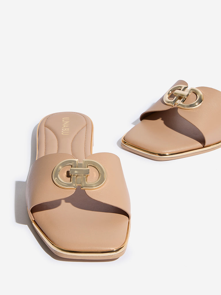 LUNA BLU Peach Metal-Detailed Slides