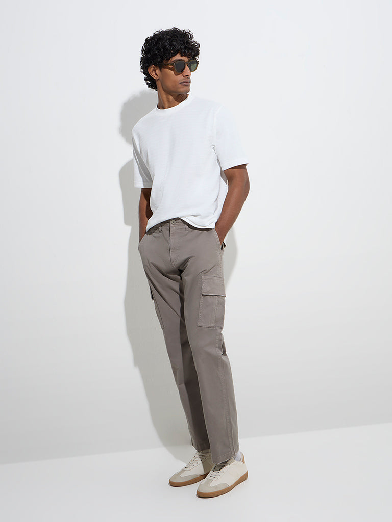 WES Casuals Grey Relaxed - Fit Mid - Rise Cargo Jeans