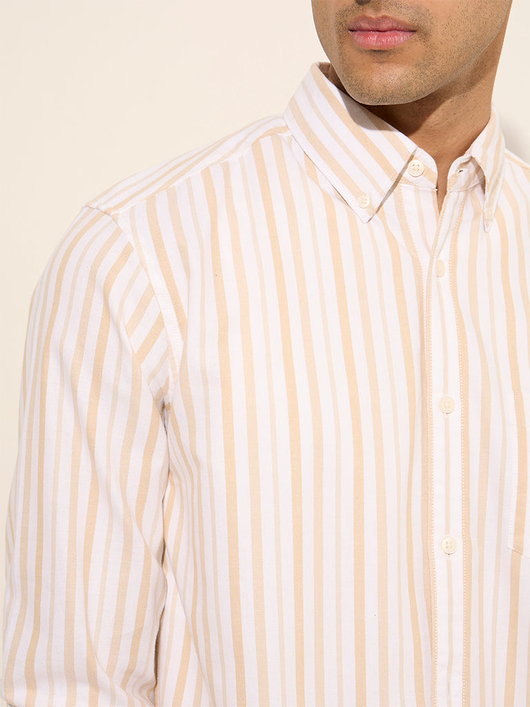 WES Casuals Multicolour Striped Relaxed-Fit Cotton Shirt