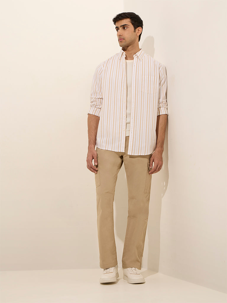 WES Casuals Multicolour Striped Relaxed-Fit Cotton Shirt