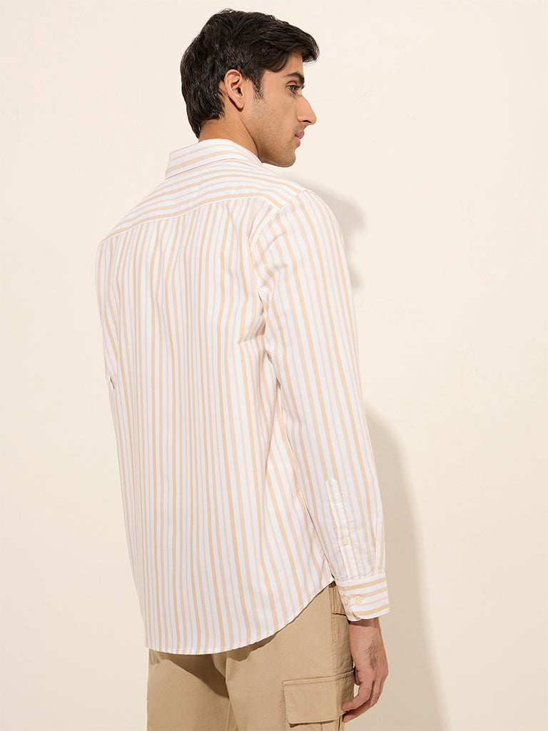 WES Casuals Multicolour Striped Relaxed-Fit Cotton Shirt