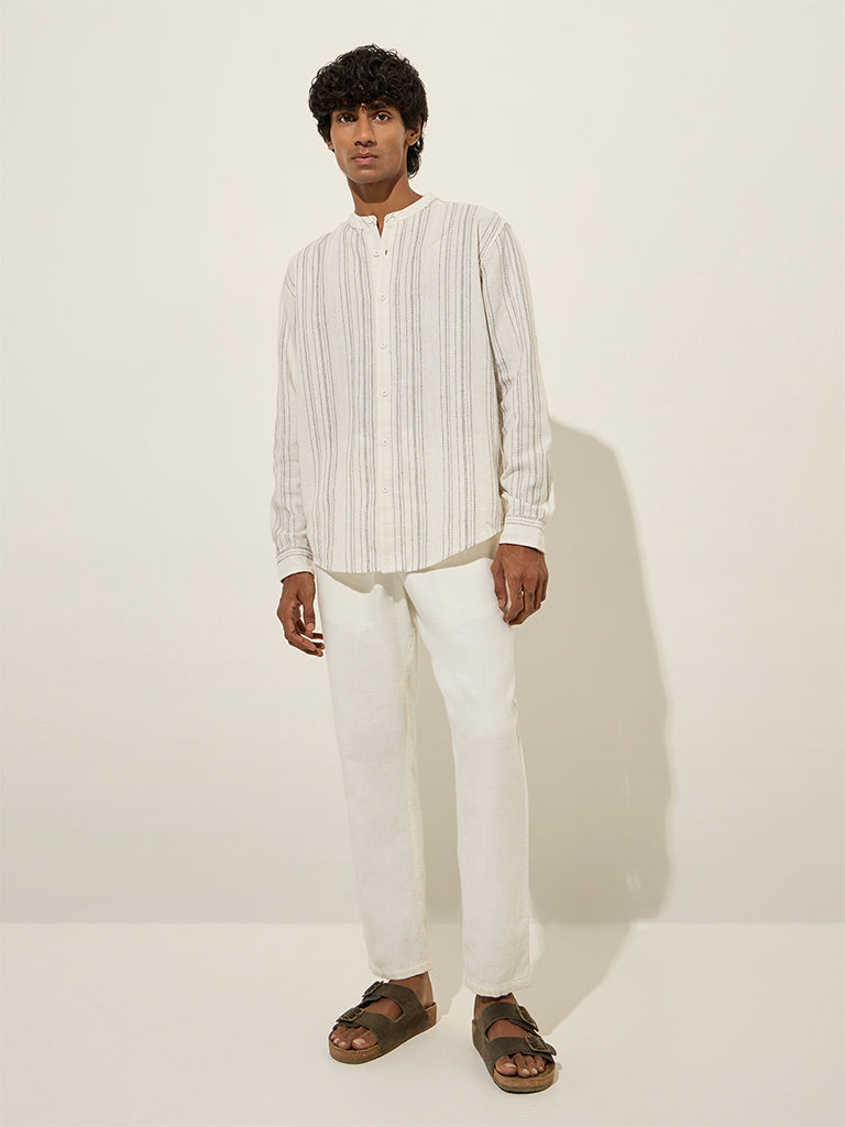 ETA Off-White Textured Stripe Relaxed-Fit Cotton Shirt