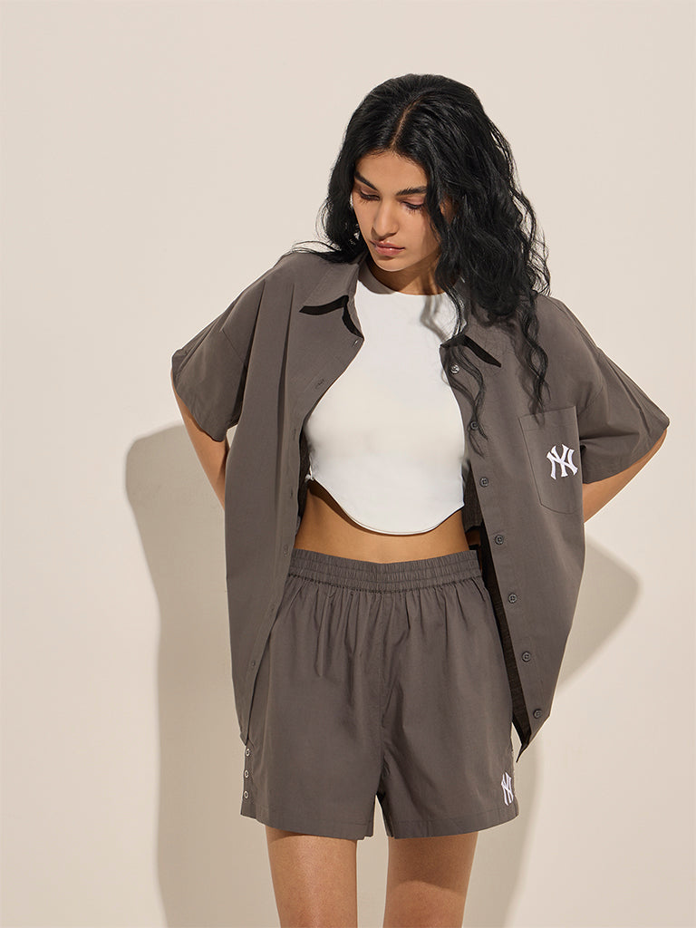 Nuon Grey Oversized Cotton Shirt