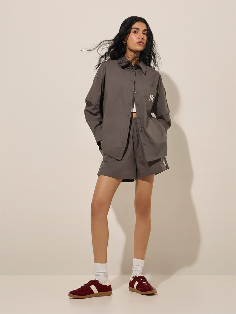 Nuon Grey Oversized Cotton Shirt