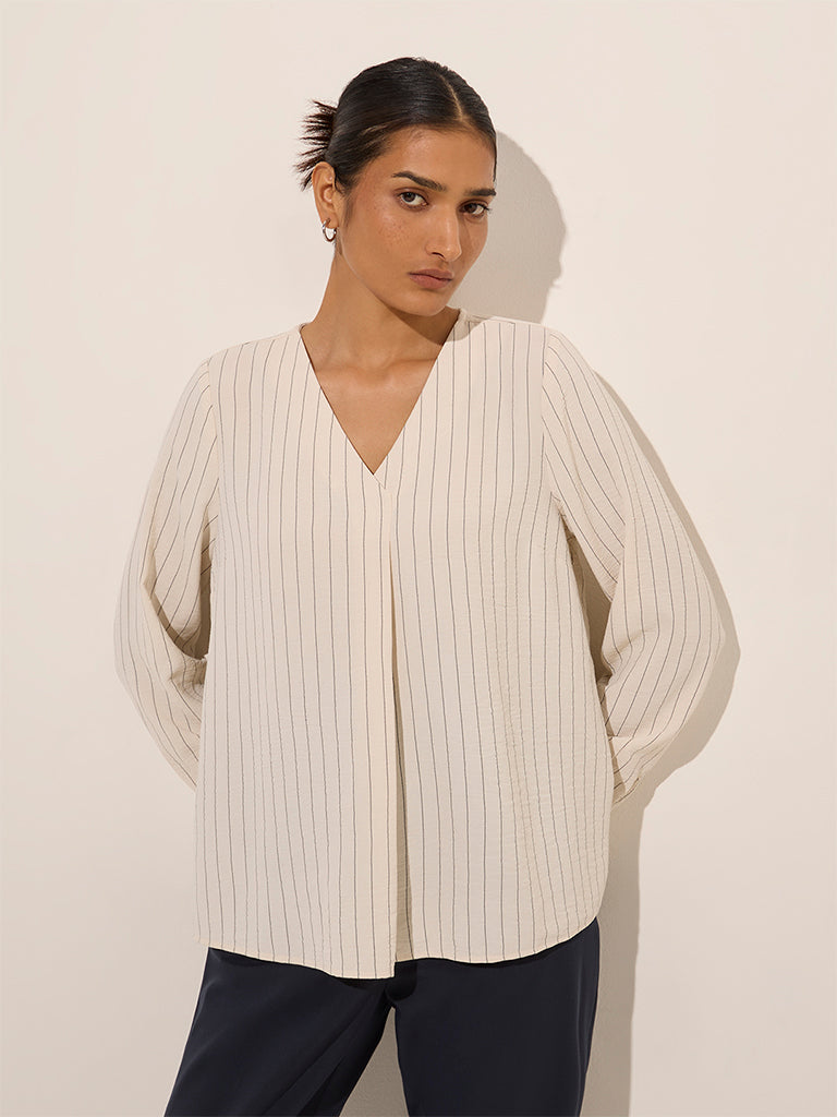 Wardrobe Beige Striped Blouse