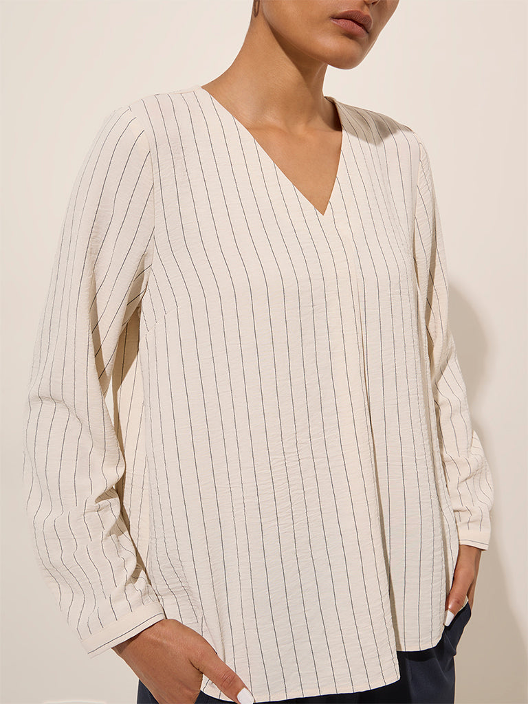 Wardrobe Beige Striped Blouse