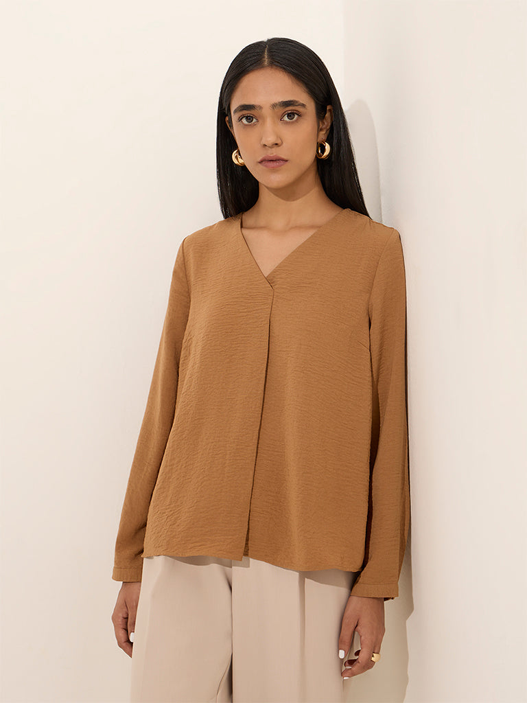 Wardrobe Dark Beige Crinkle Blouse