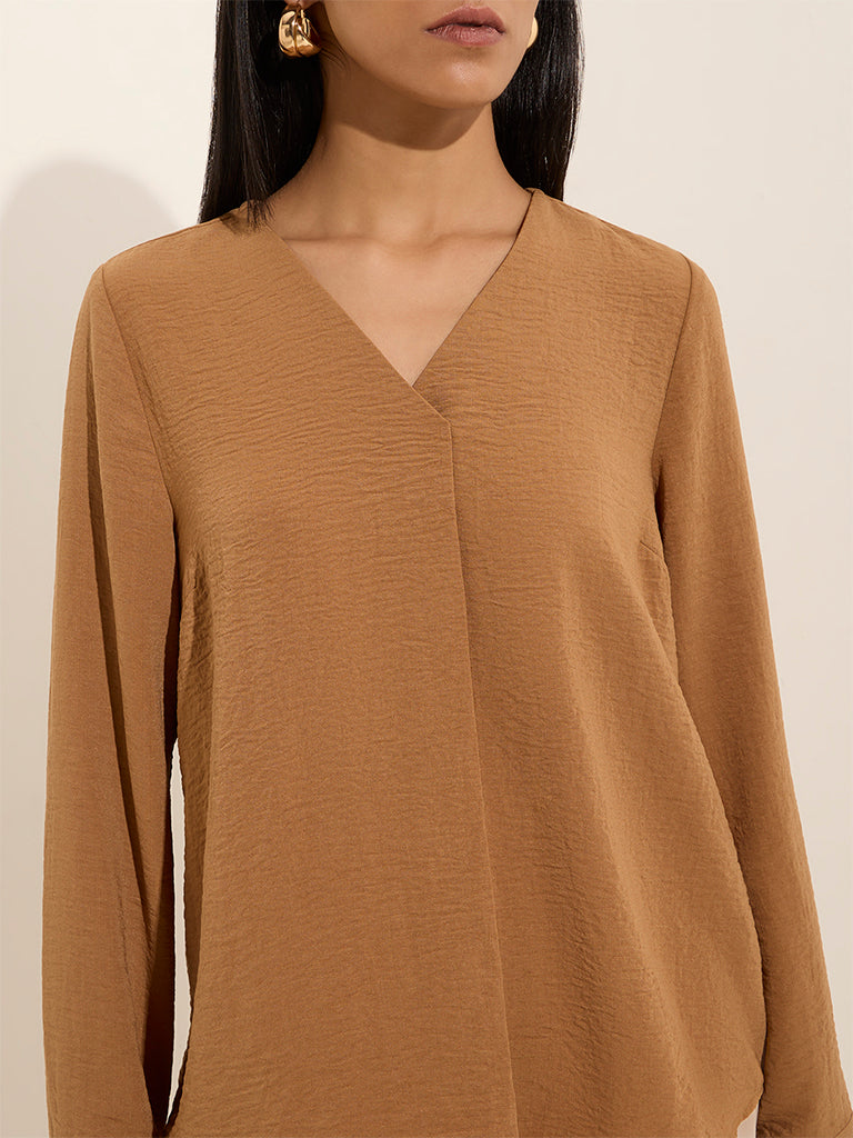 Wardrobe Dark Beige Crinkle Blouse