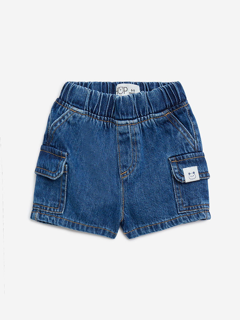 HOP Baby Dark Blue Mid-Rise Denim Shorts