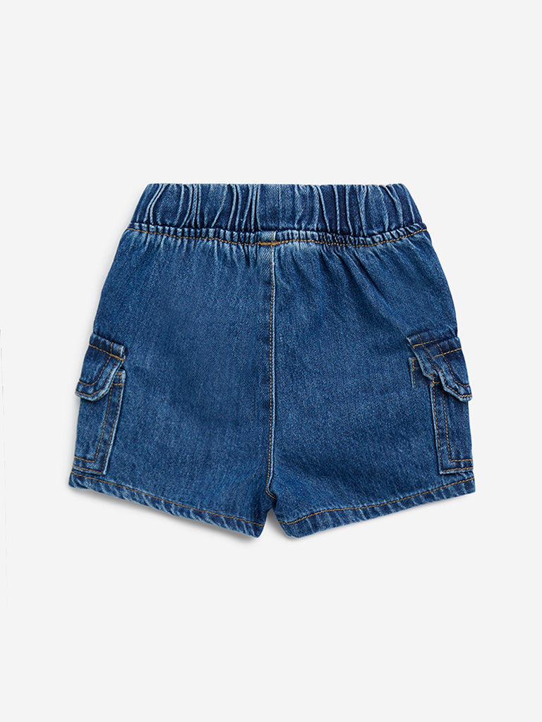 HOP Baby Dark Blue Mid-Rise Denim Shorts