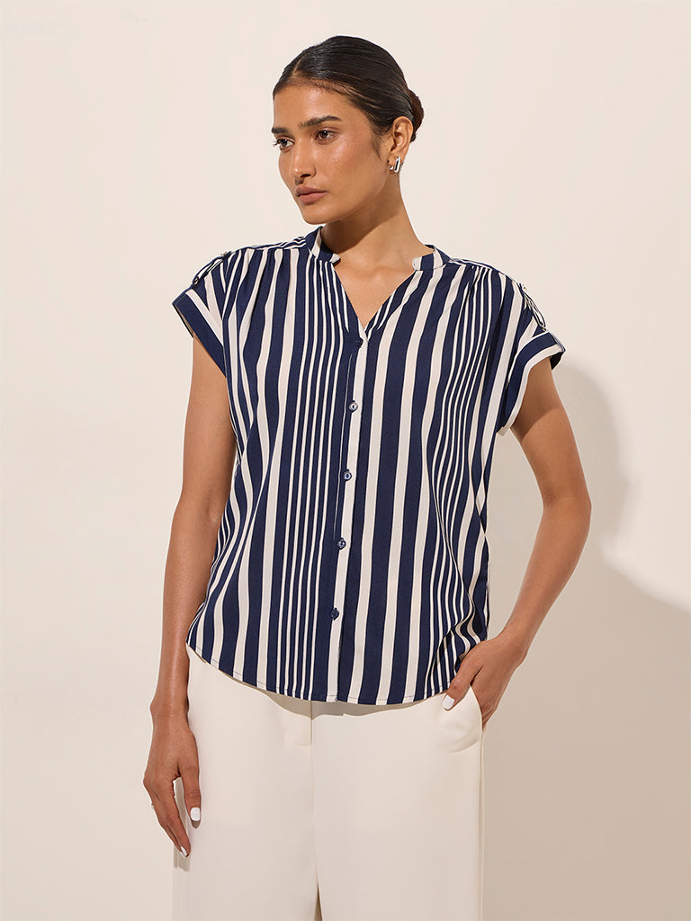 Wardrobe Navy Striped Top