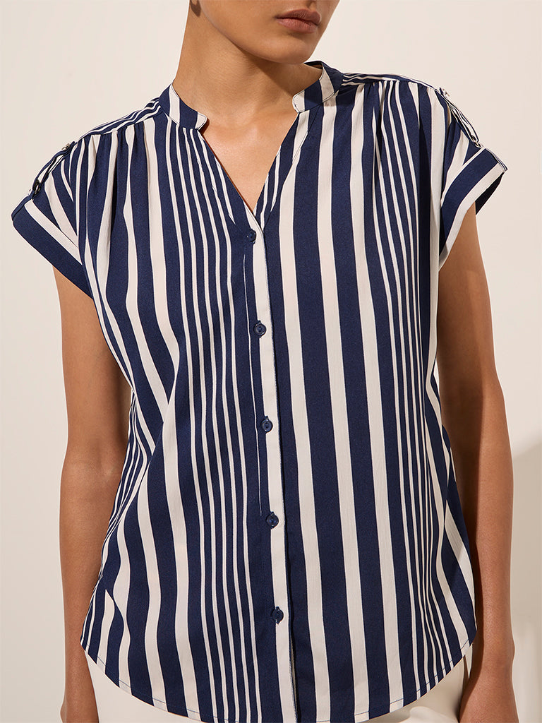 Wardrobe Navy Striped Top